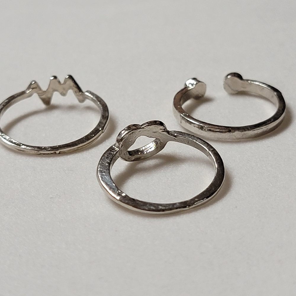 Three Stacking Rings - Love Knot - Heart Beat - Open Rhinestone - Picture 3 of 9